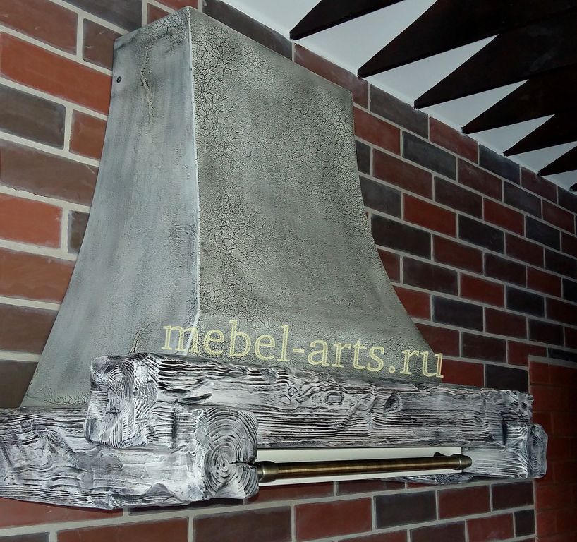 Вытяжка для кухни под старину цветом беленый дуб